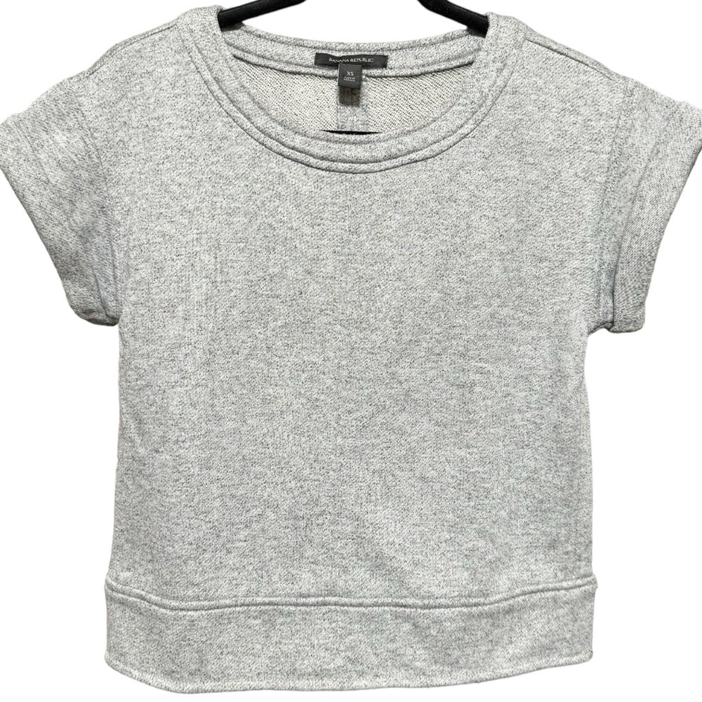 BANANA REPUBLIC Short Sleeve Crop Sweatshirt Women's Size XS Gray
